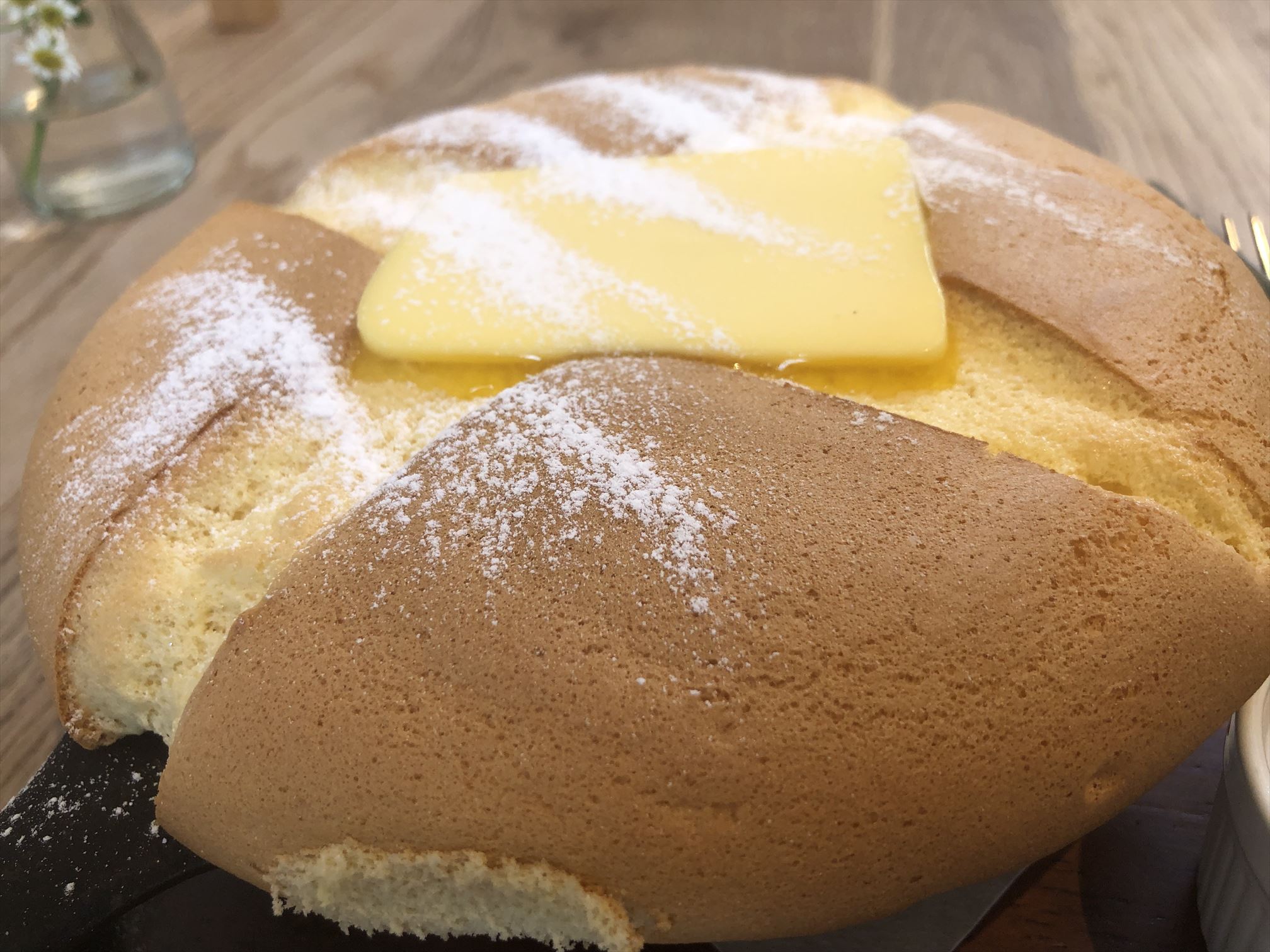 カステラパンケーキのアップ
